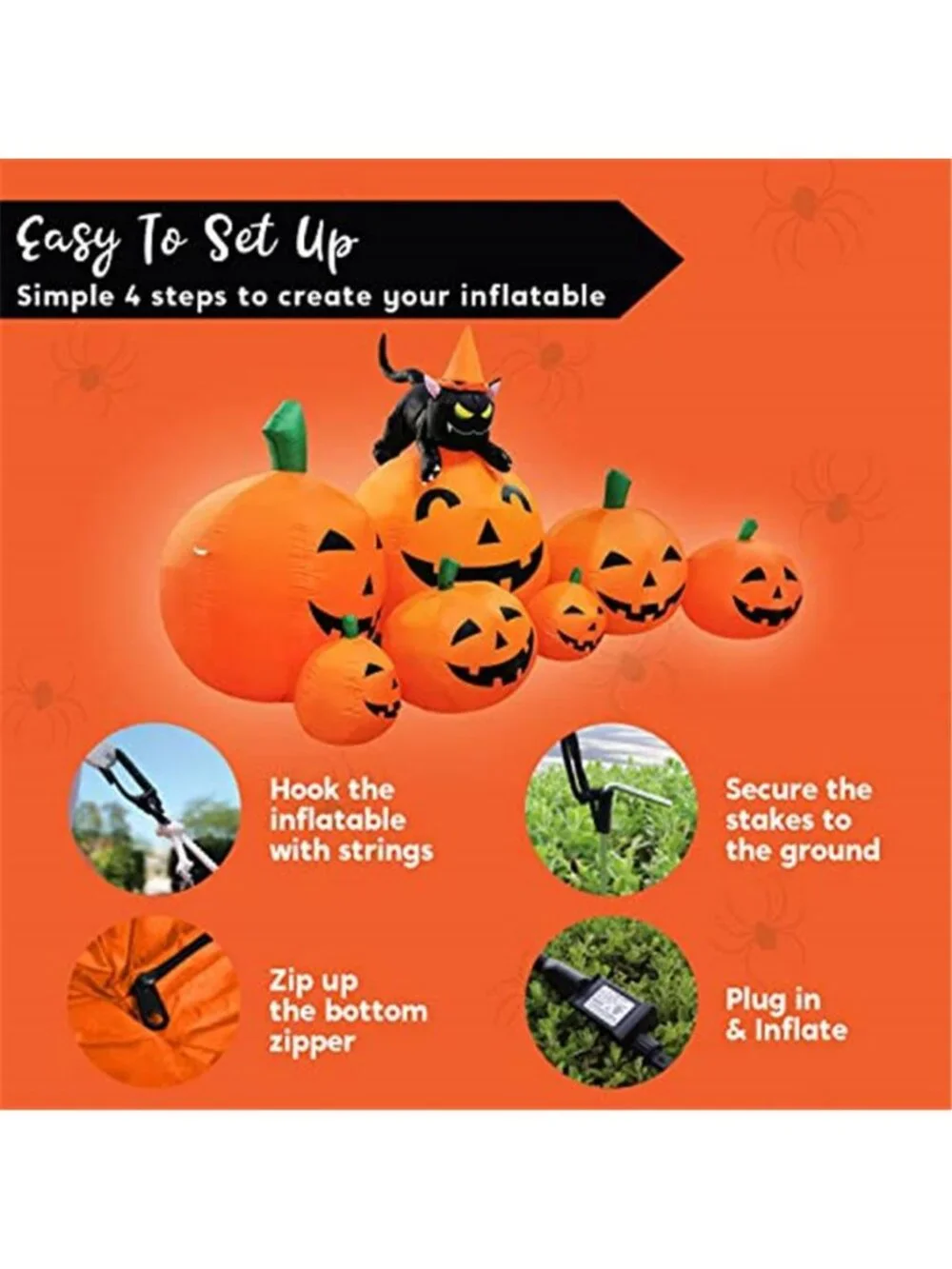 7 FT Long Halloween Inflatables Pumpkin Outdoor Decorations